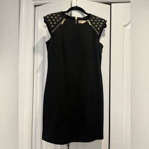 Black Mini Cocktail Dress with Gold Details